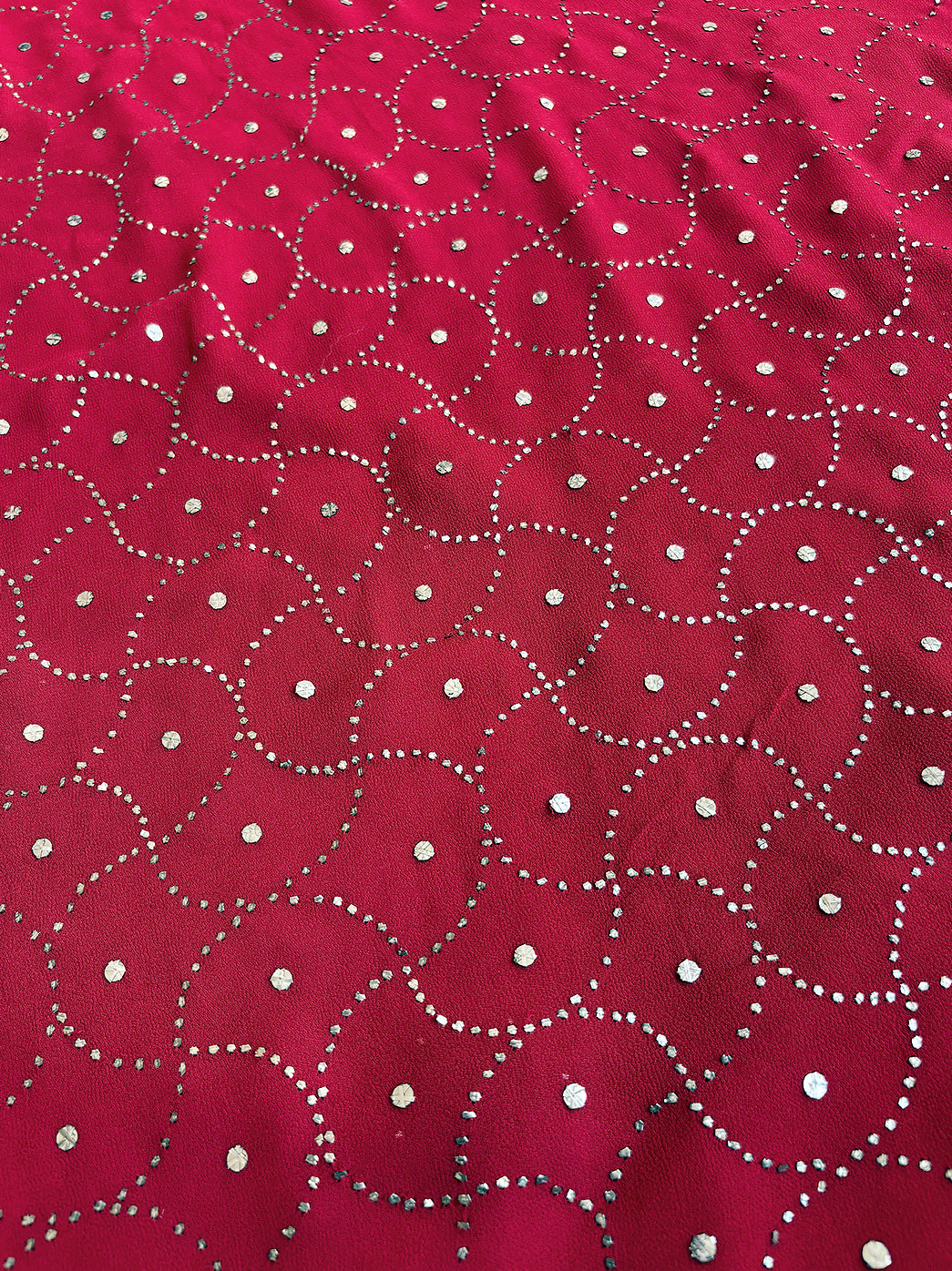 Red Viscose Chikankari Un-Stitched Kurti Piece with Dupatta