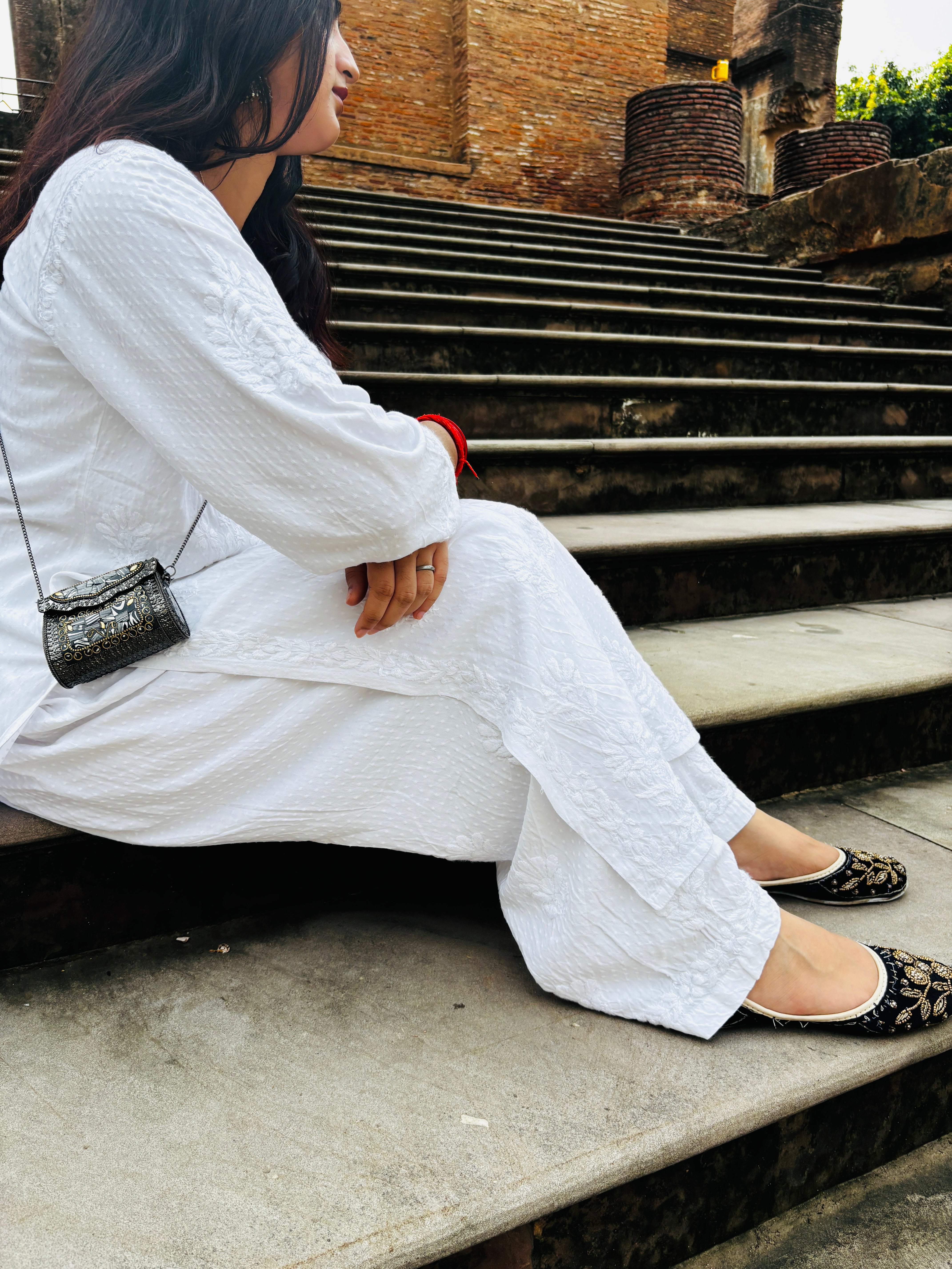 Rishika Rayon Chikankari Kurta Set - White