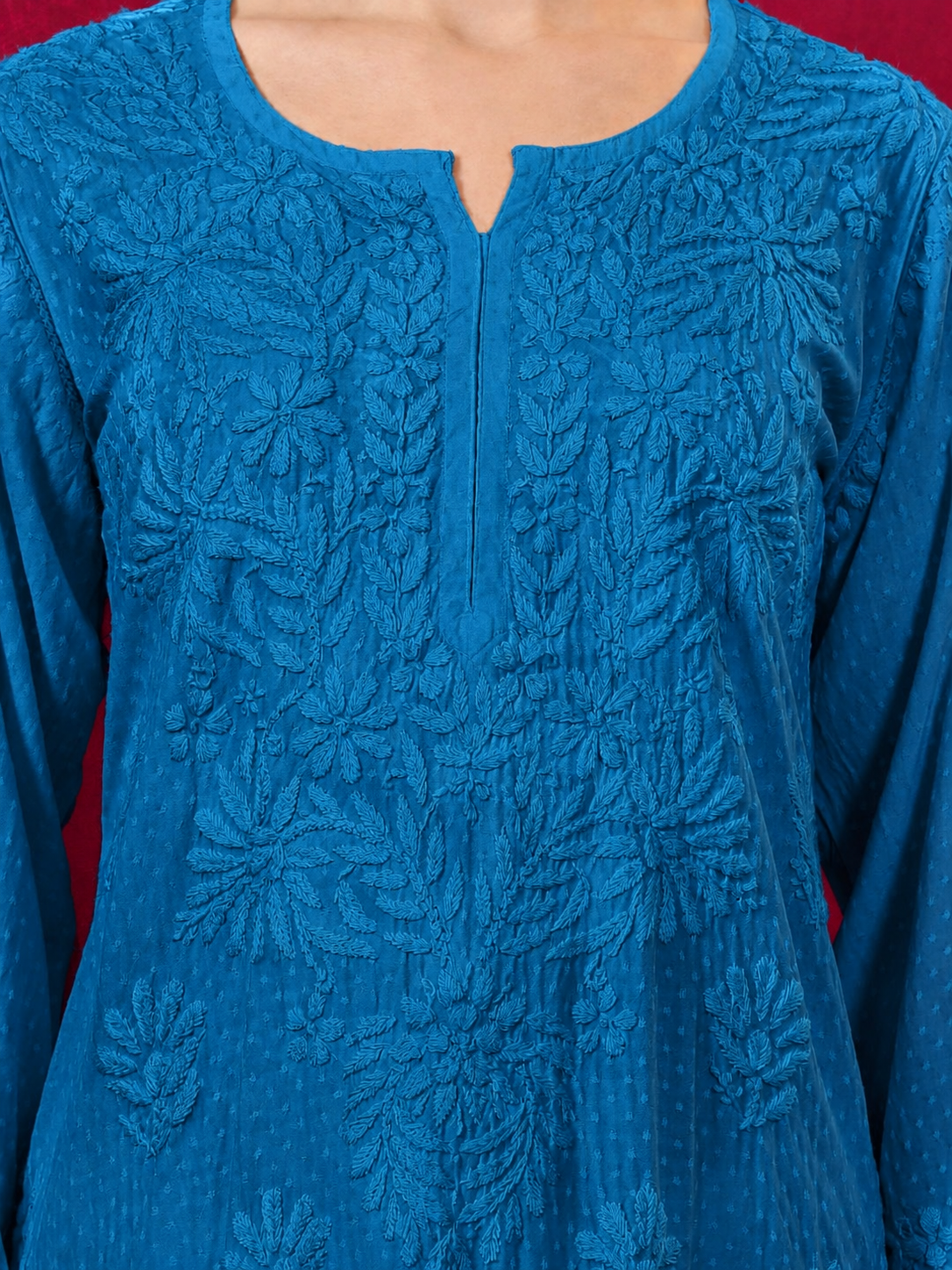 Rishika Rayon Chikankari Kurta Set - Blue
