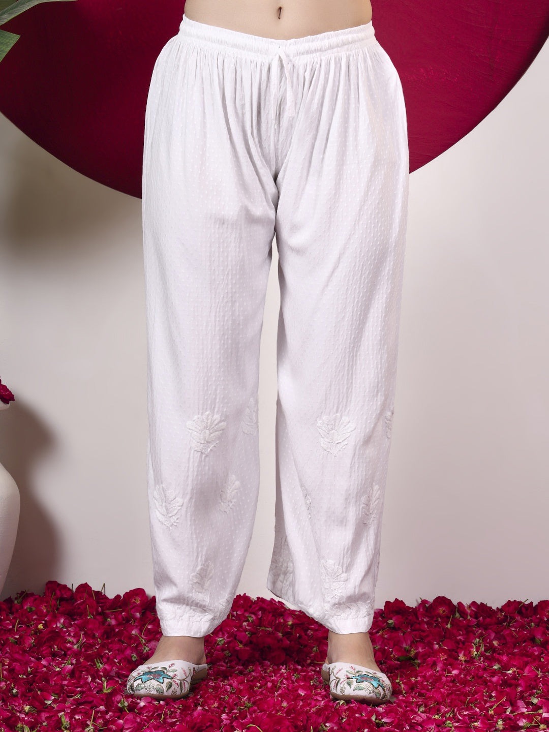 Rishika Rayon Chikankari Kurta Set - White
