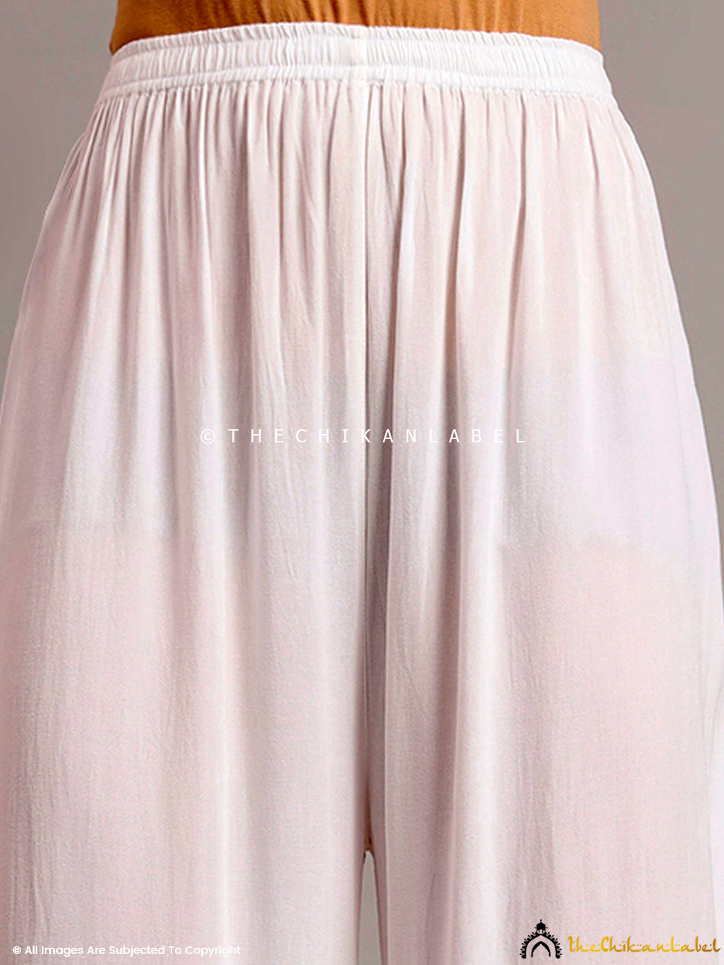 Lightweight rayon straight palazzo featuring intricate chikankari embroidery, ideal for everyday casual wear and ethnic occasions