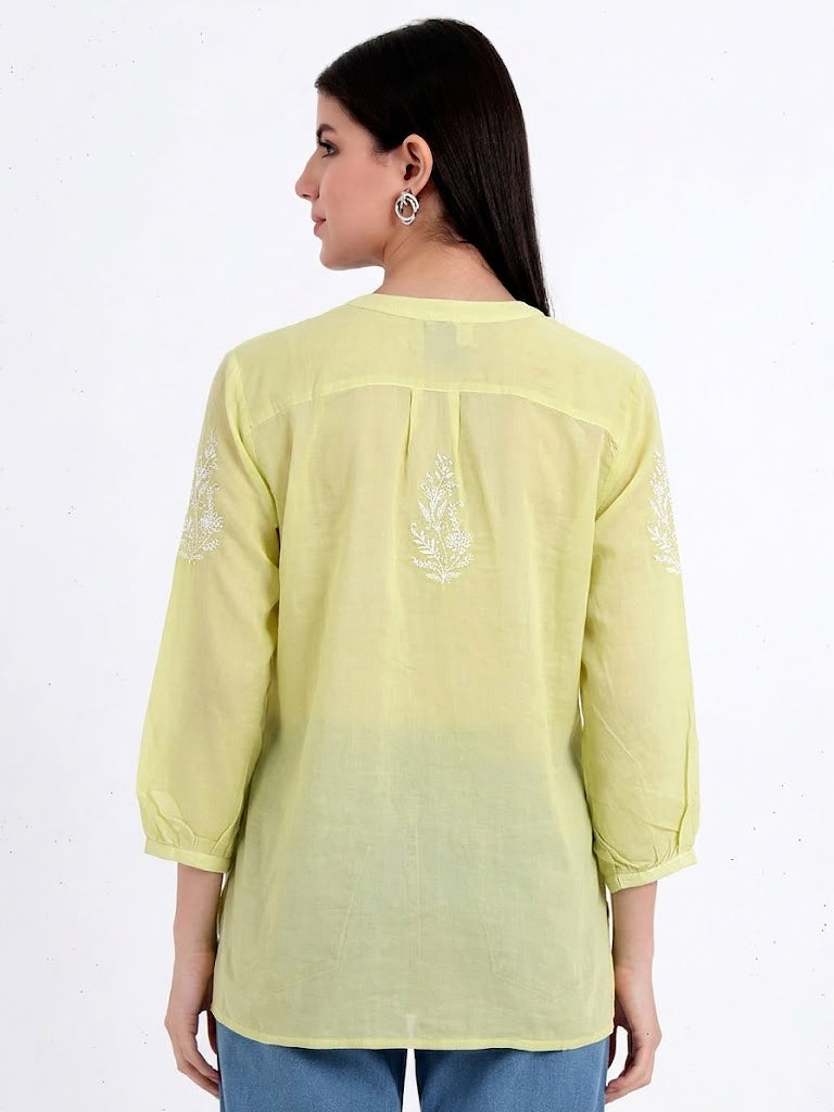 Lightweight mulmul cotton chikankari shirt with fine embroidery work ideal for summer wear