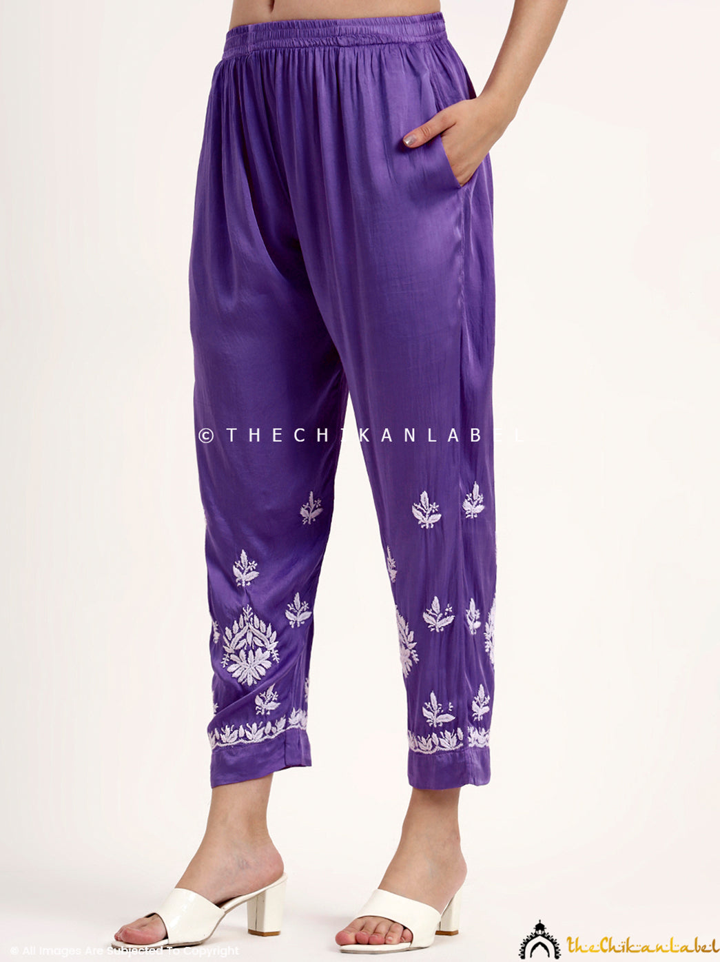 Sadia Satin Modal Chikankari Kurta Set - Lavender