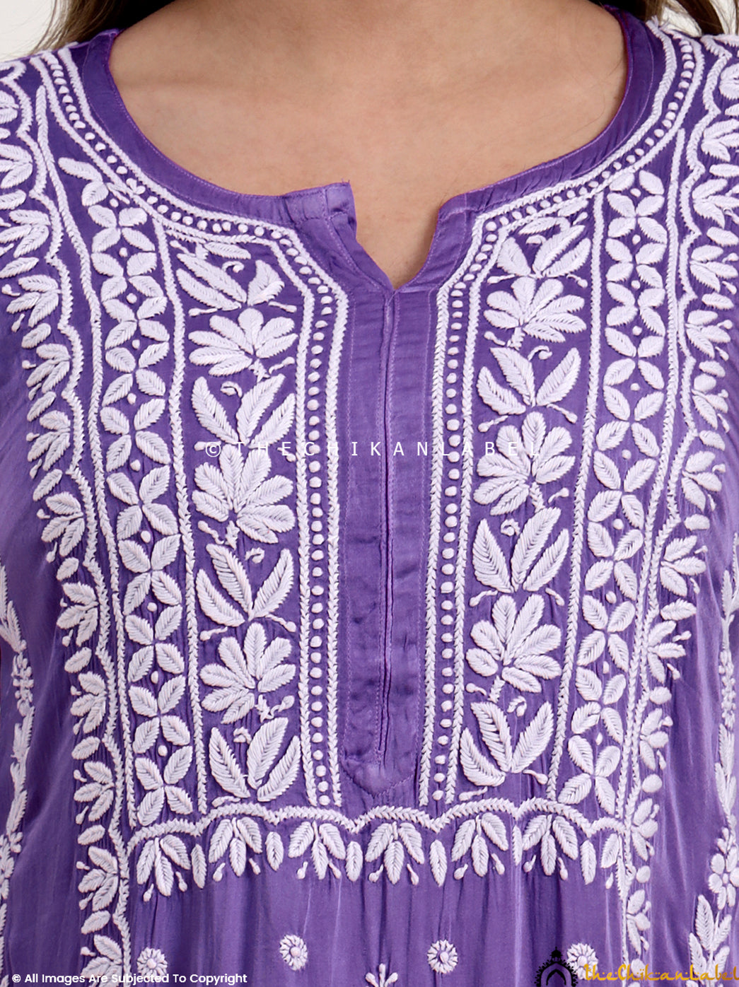 Sadia Satin Modal Chikankari Kurta Set - Lavender