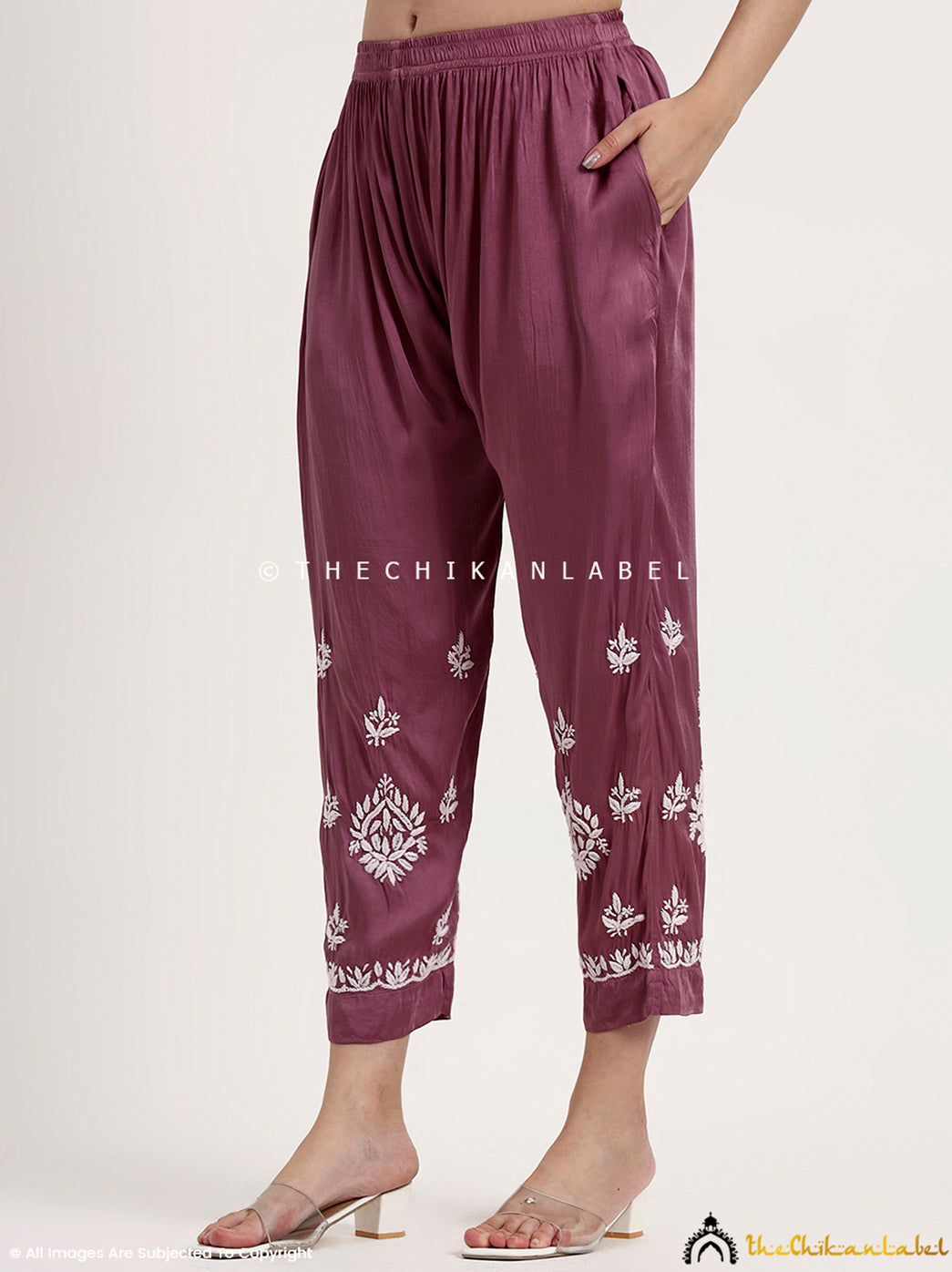 Sadia Satin Modal Chikankari Kurta Set - Mauve