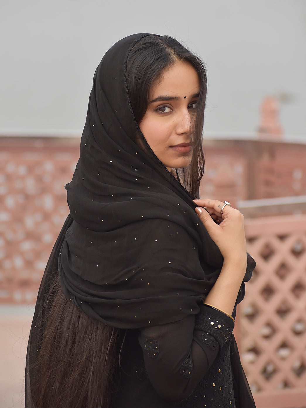 Sitara Chikankari Viscose Kurta Set with Dupatta - Black