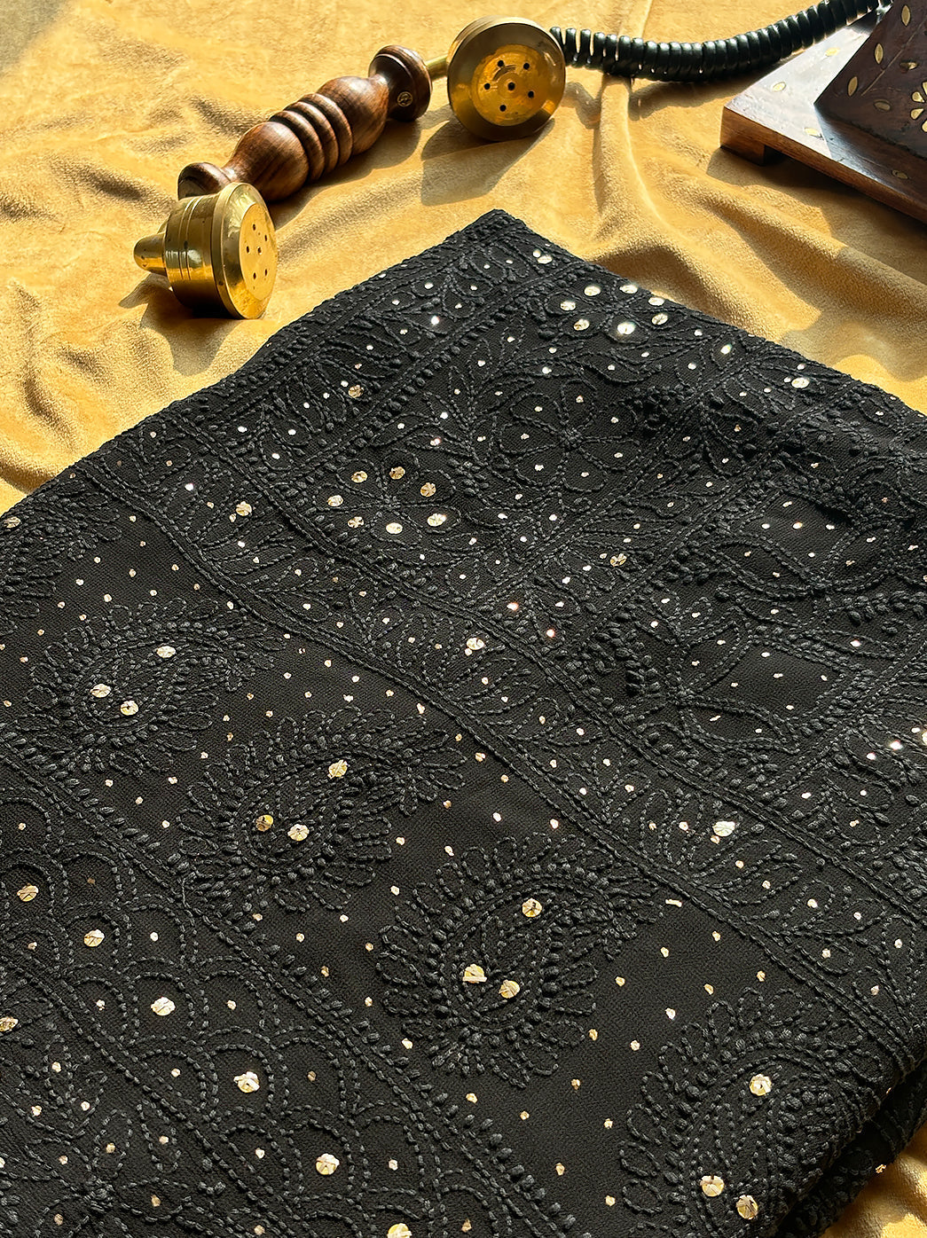 Siya Viscose Chikankari Kurti Piece with Dupatta - Black