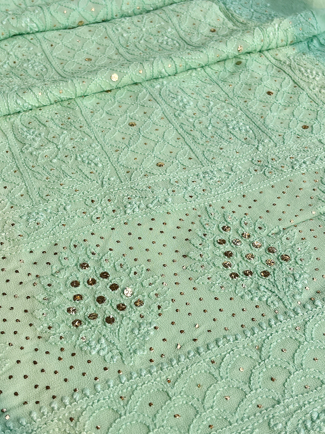 Luxury ethnic viscose kurti fabric with chikankari embroidery and dupatta for customized tailoring