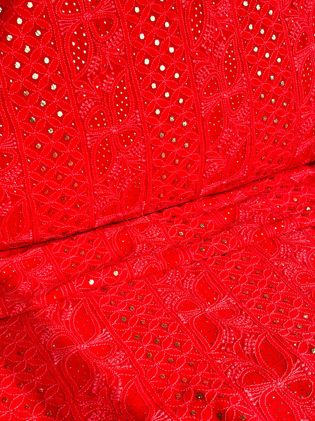 Siya Viscose Chikankari Kurti Piece with Dupatta - Red
