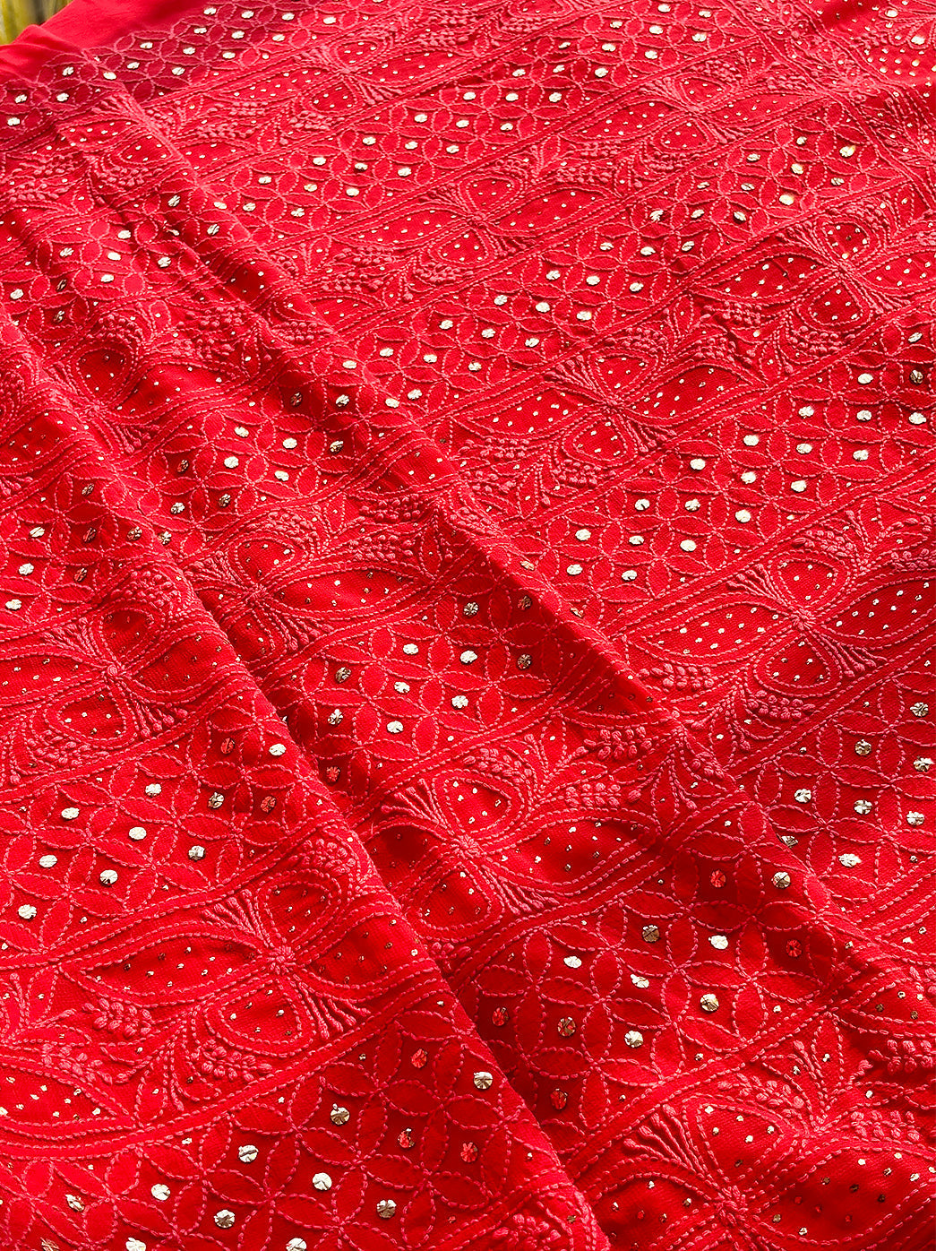Siya Viscose Chikankari Kurti Piece with Dupatta - Red