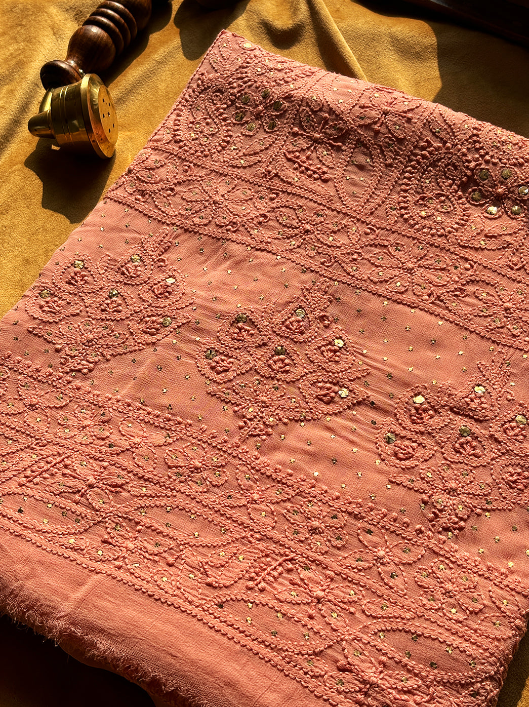 Siya Viscose Chikankari Kurti Piece with Dupatta - Light Peach