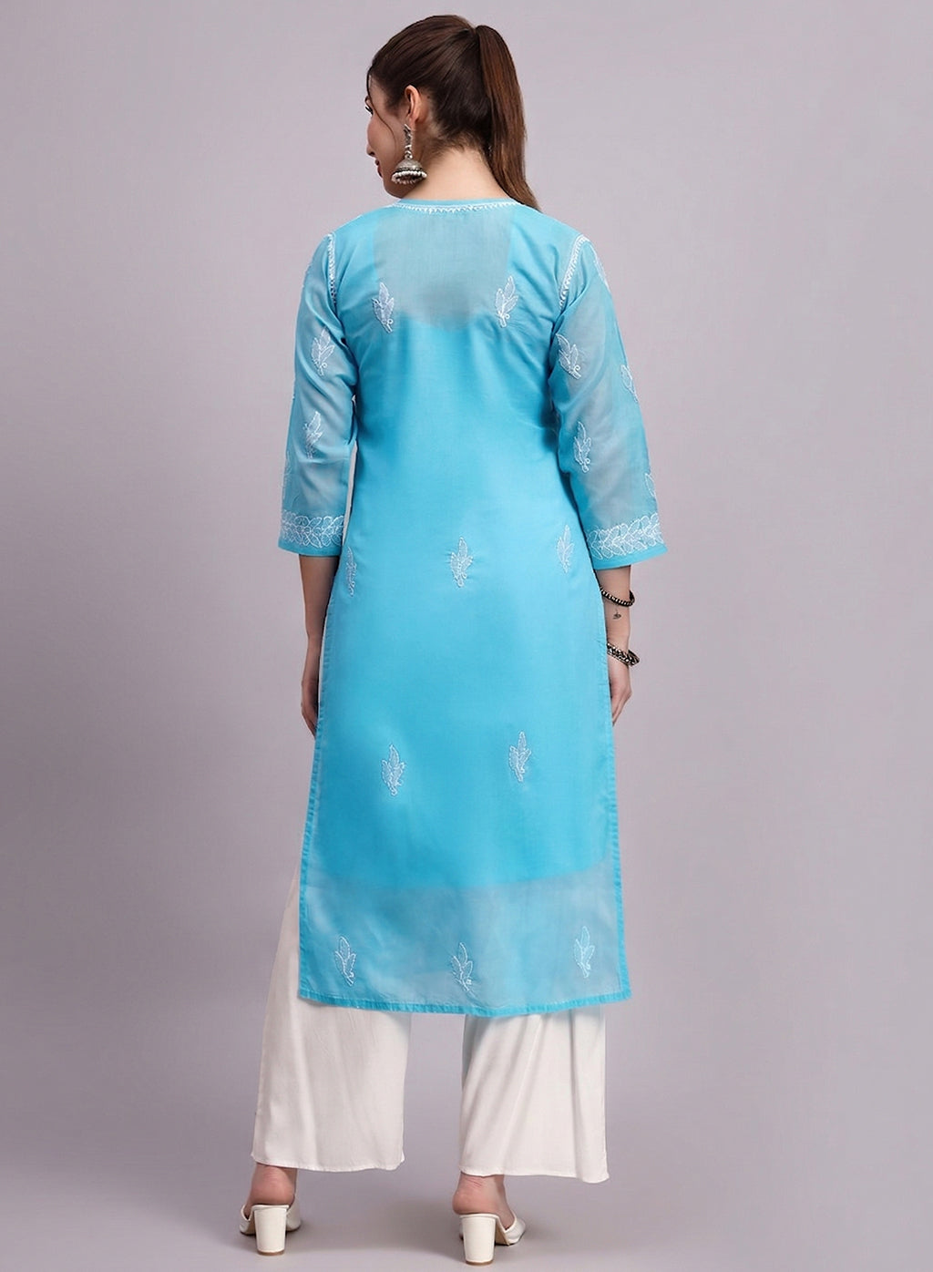 Women Summer Wear Cotton Chikankari Straight Kurta