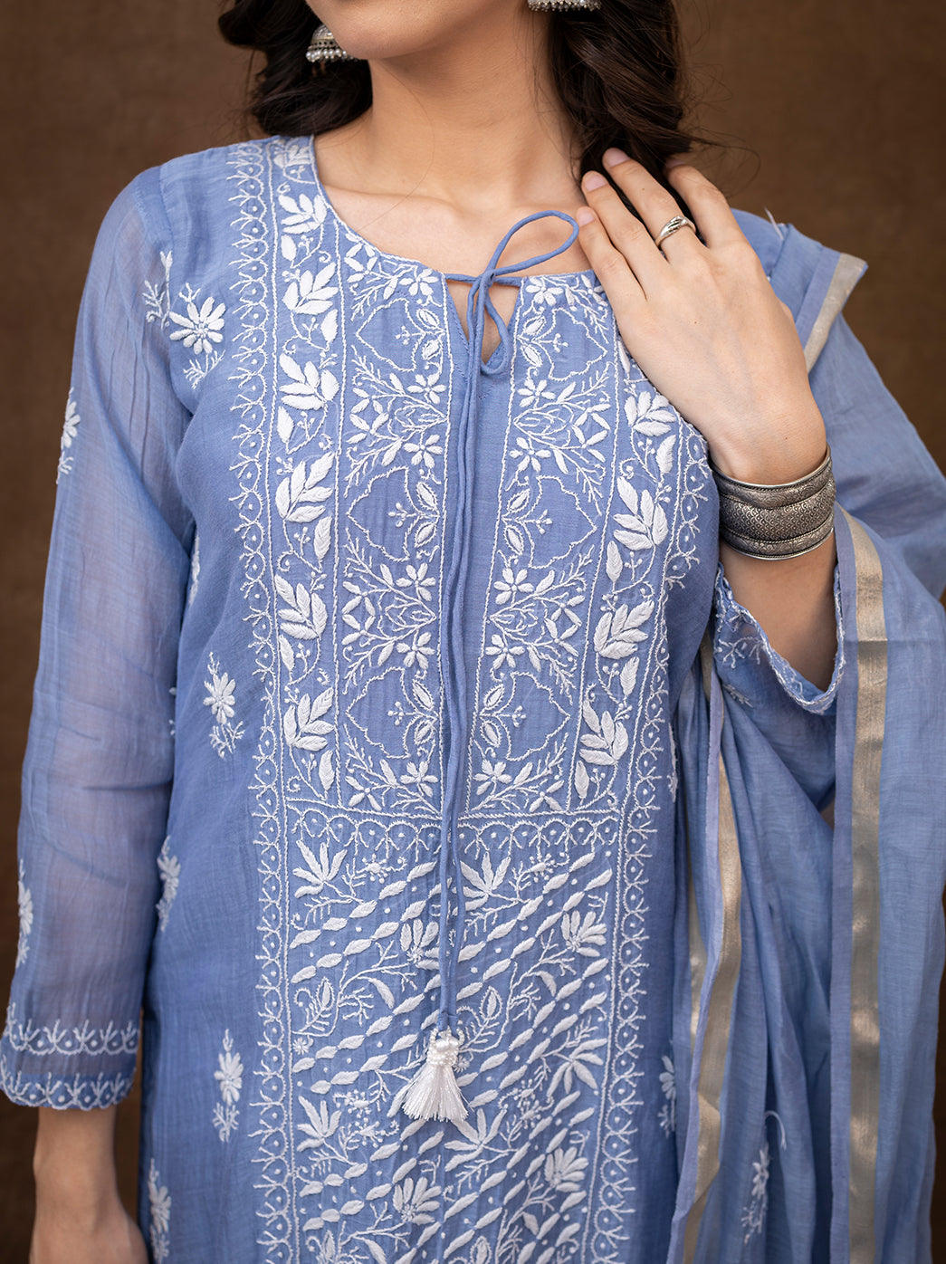 Classic chikankari kurta set with dupatta designed for cultural gatherings and traditional celebrations
