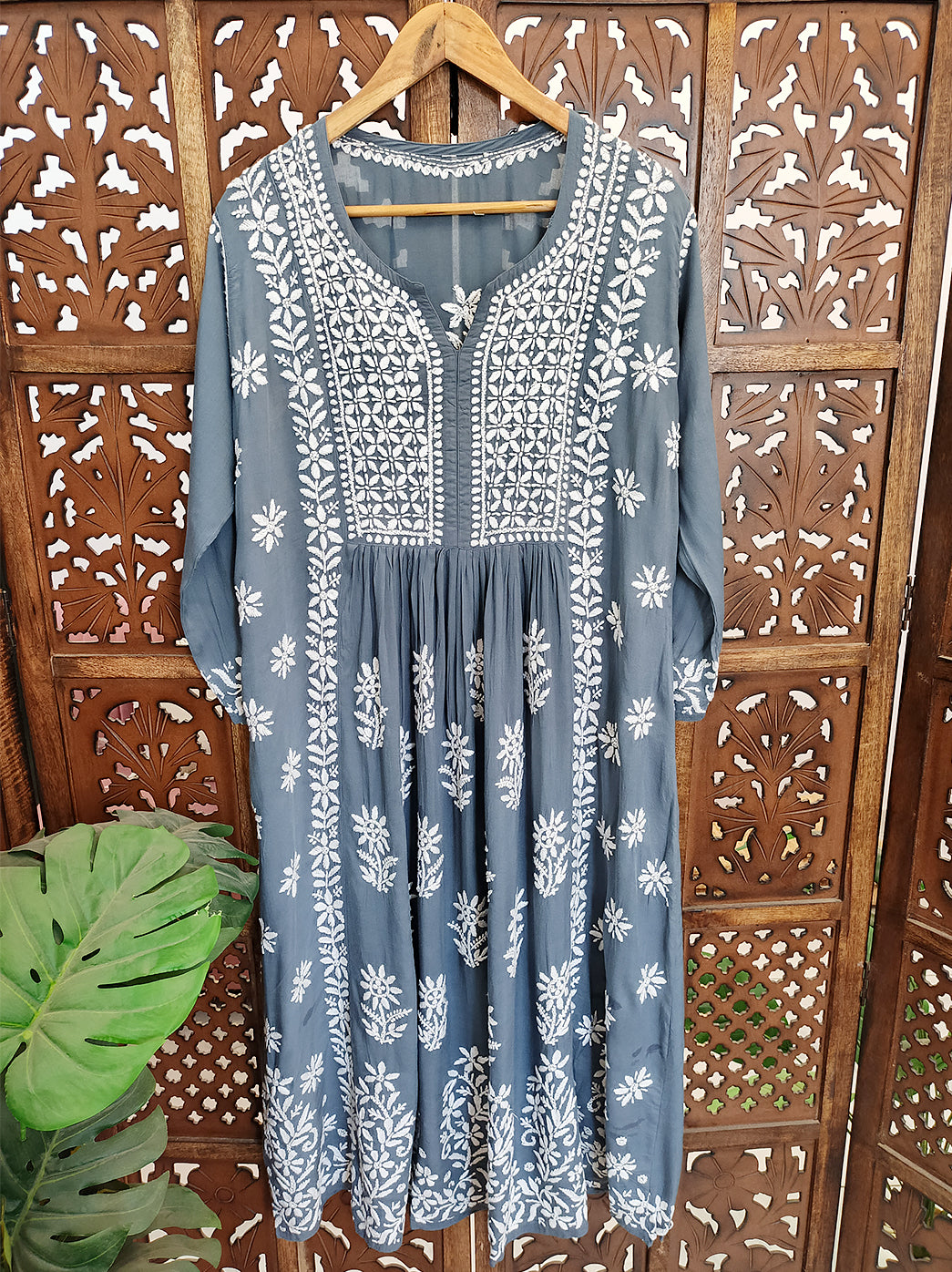 Gray Modal Chikankari Anarkali