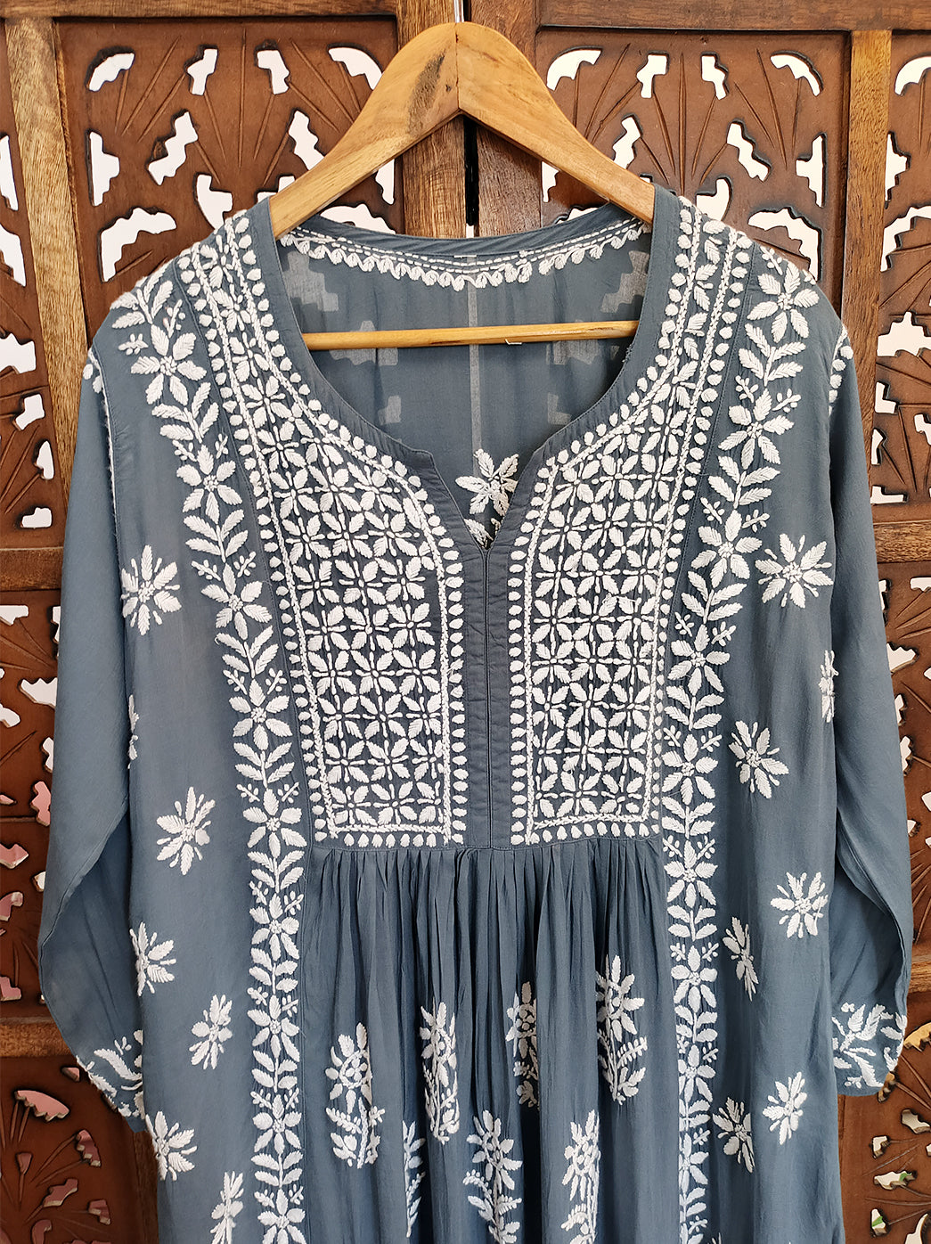 Gray Modal Chikankari Anarkali