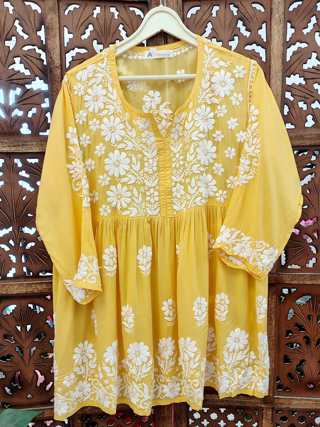 Yellow Modal Chikankari Short Top