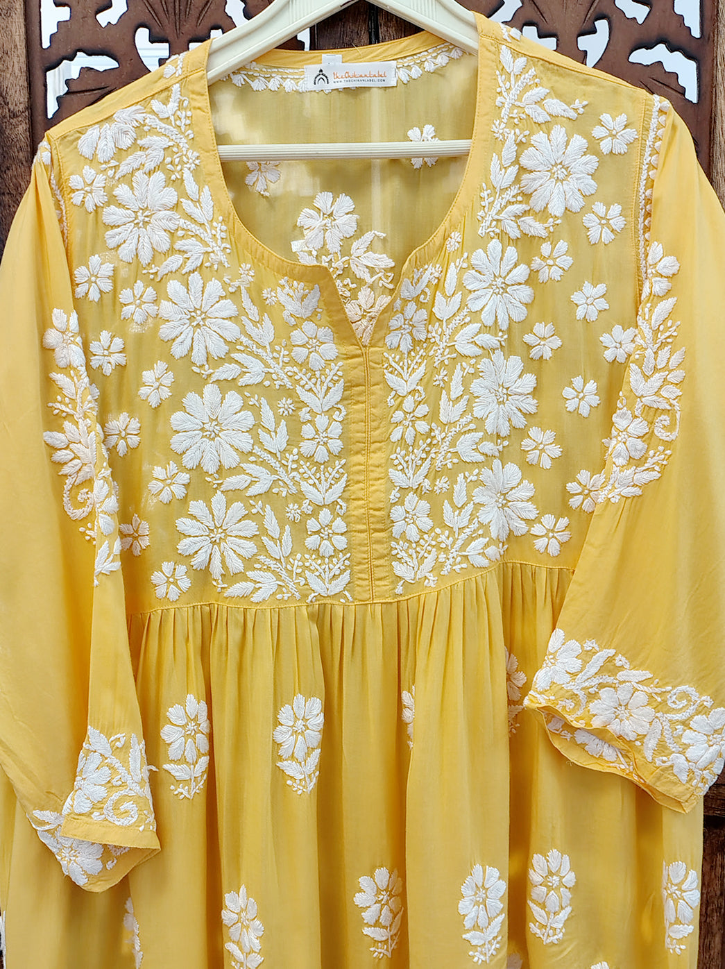 Yellow Modal Chikankari Short Top