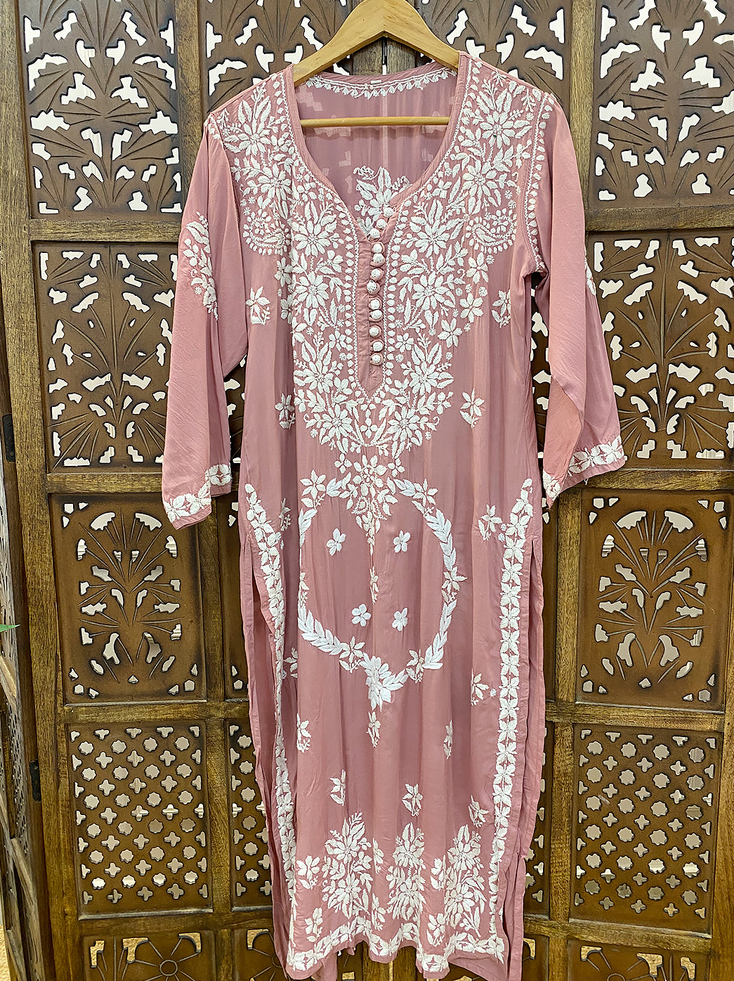 Coral Modal Chikankari Straight Kurti