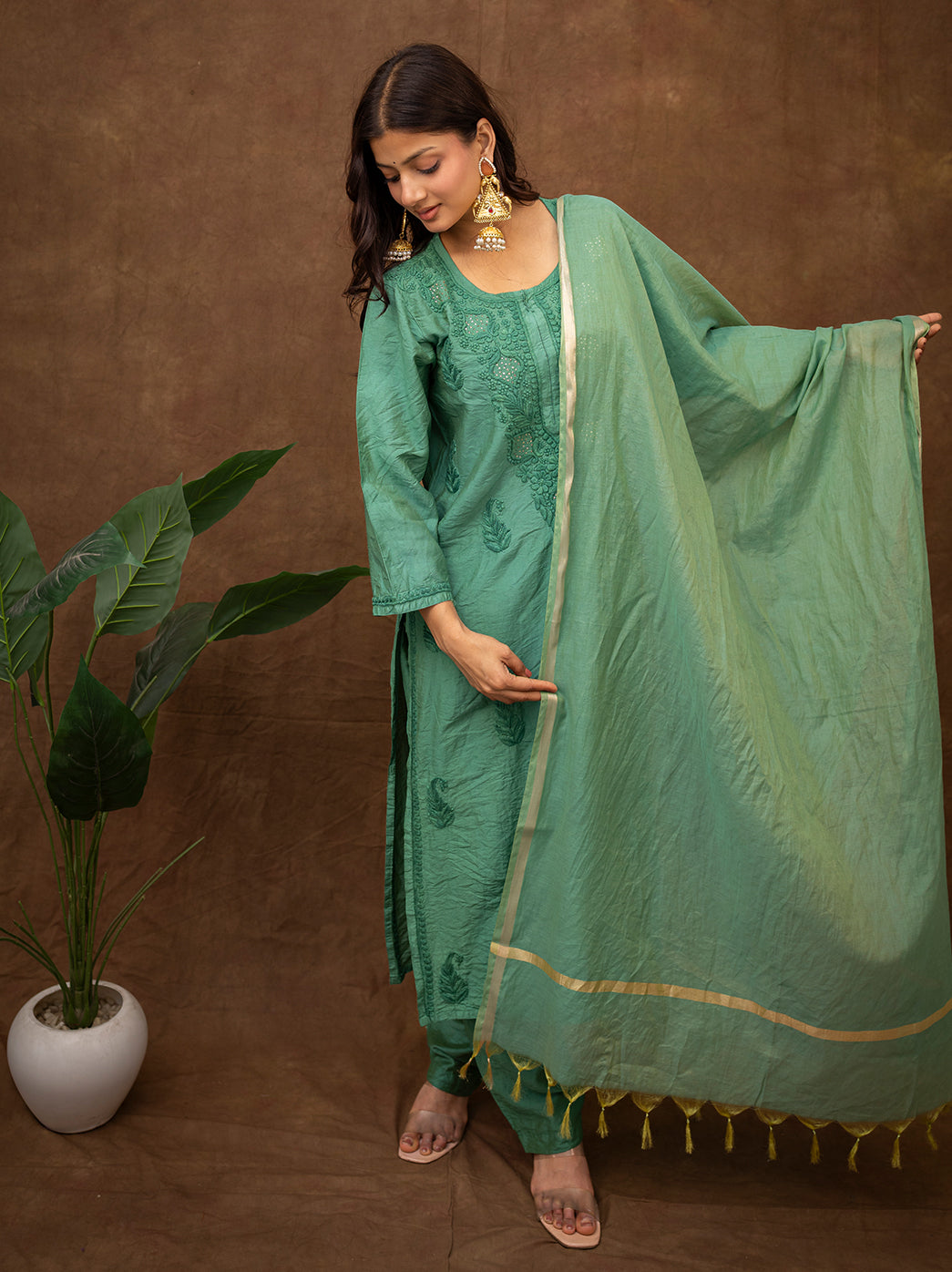 Classic Indian chikankari kurta set with dupatta designed for cultural events and traditional celebrations