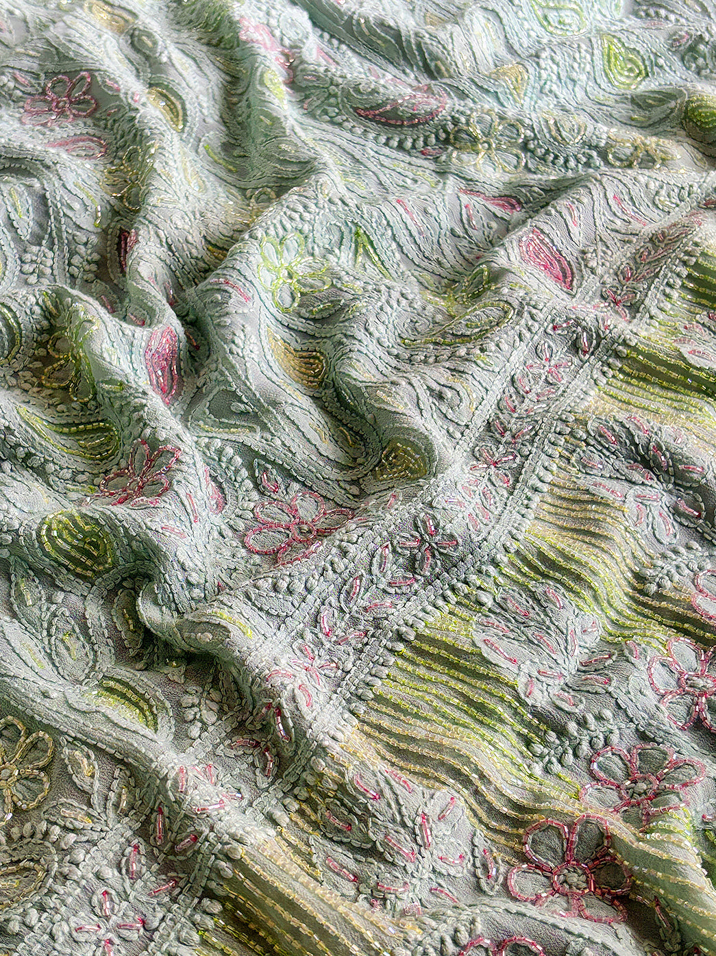 Zaria Viscose Chikankari Kurti Piece with Dupatta - Green