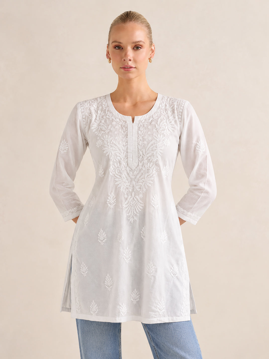 Nafisa Mulmul Cotton Chikankari Short Top