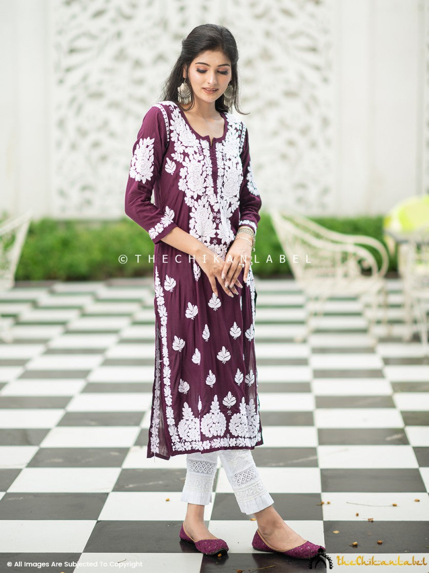 Full-length straight kurti with minimal accessories, perfect for festive or office casual styling