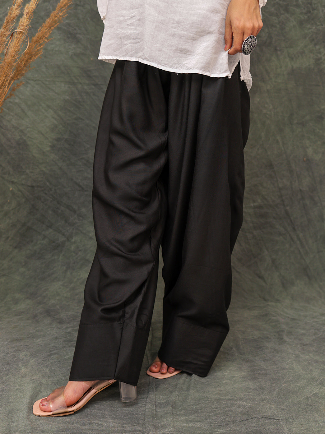 Wide leg cotton farshi salwar showcasing flowy drape and easy movement for everyday and festive styling