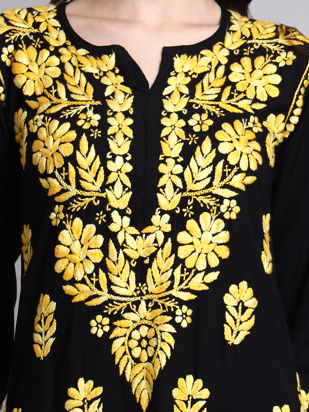 Niya Rayon Chikankari Kurti Palazzo Set - Yellow