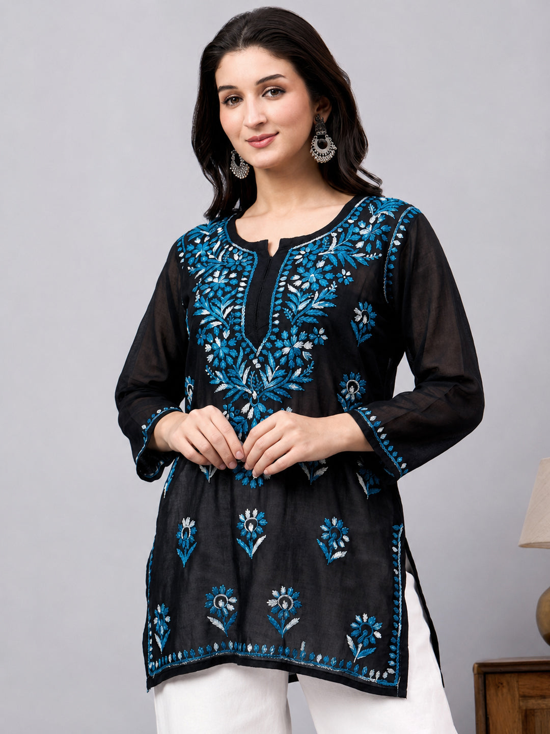 Lightweight comfortable regular wear kurta featuring premium rayon texture, detailed floral embroidery, and stylish ethnic appearance