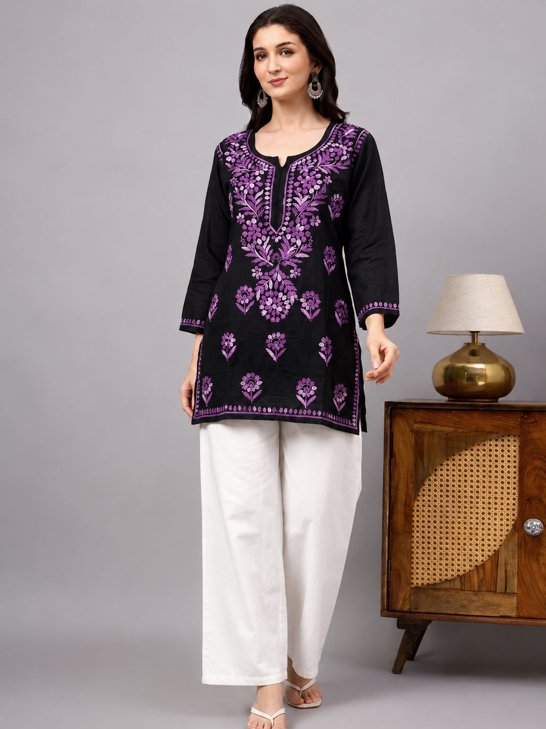 Designer Chikankari embroidered kurta for women combining authentic Indian craftsmanship with contemporary everyday wear fashion