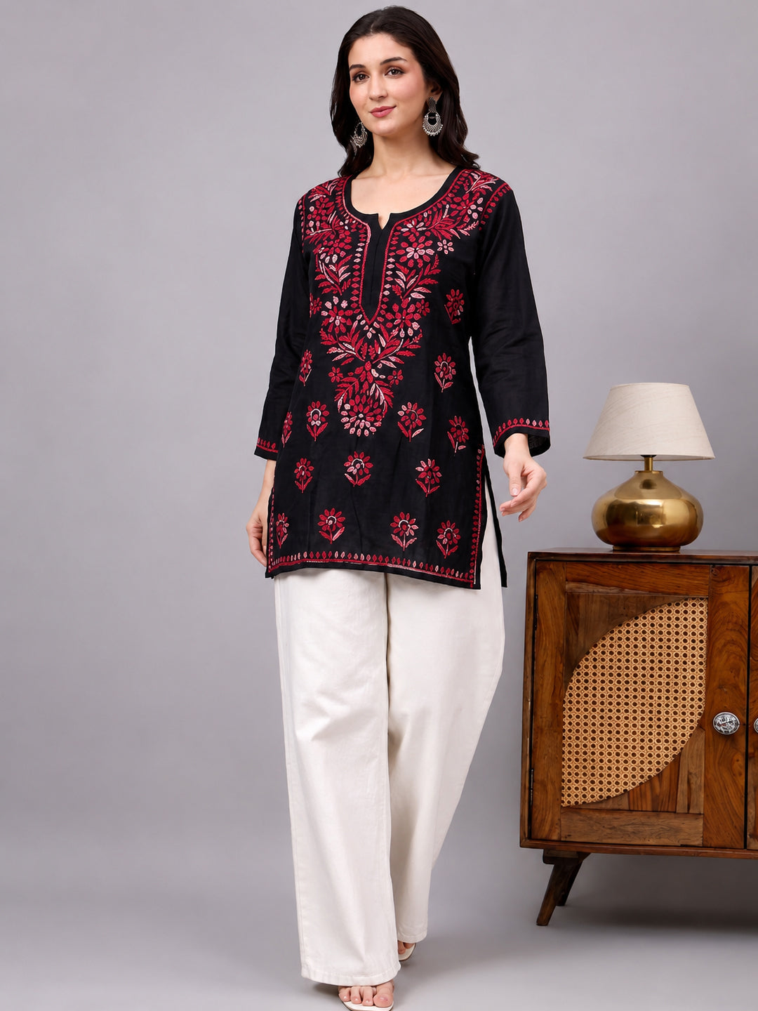 Designer Chikankari embroidered kurta for women combining authentic Indian craftsmanship with contemporary everyday wear fashion