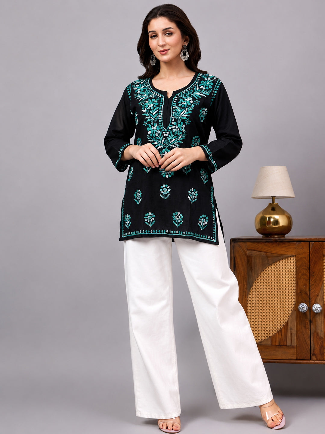 Lightweight comfortable regular wear kurta featuring premium rayon texture, detailed floral embroidery, and stylish ethnic appearance
