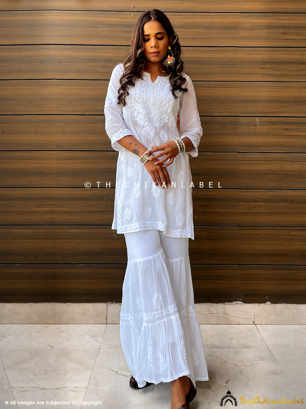 Fida Viscose Chikankari Kurta Garara Set ,Chikankari Kurta Garara Set in Viscose Fabric For Woman