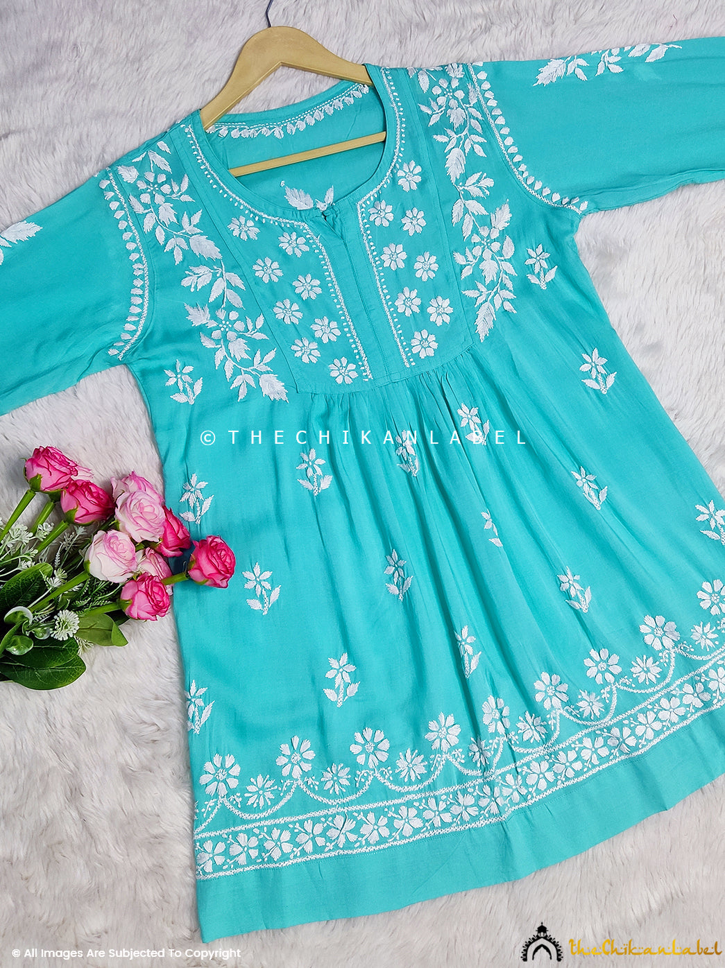 Sky Blue Navya Modal Chikankari Tunic Top