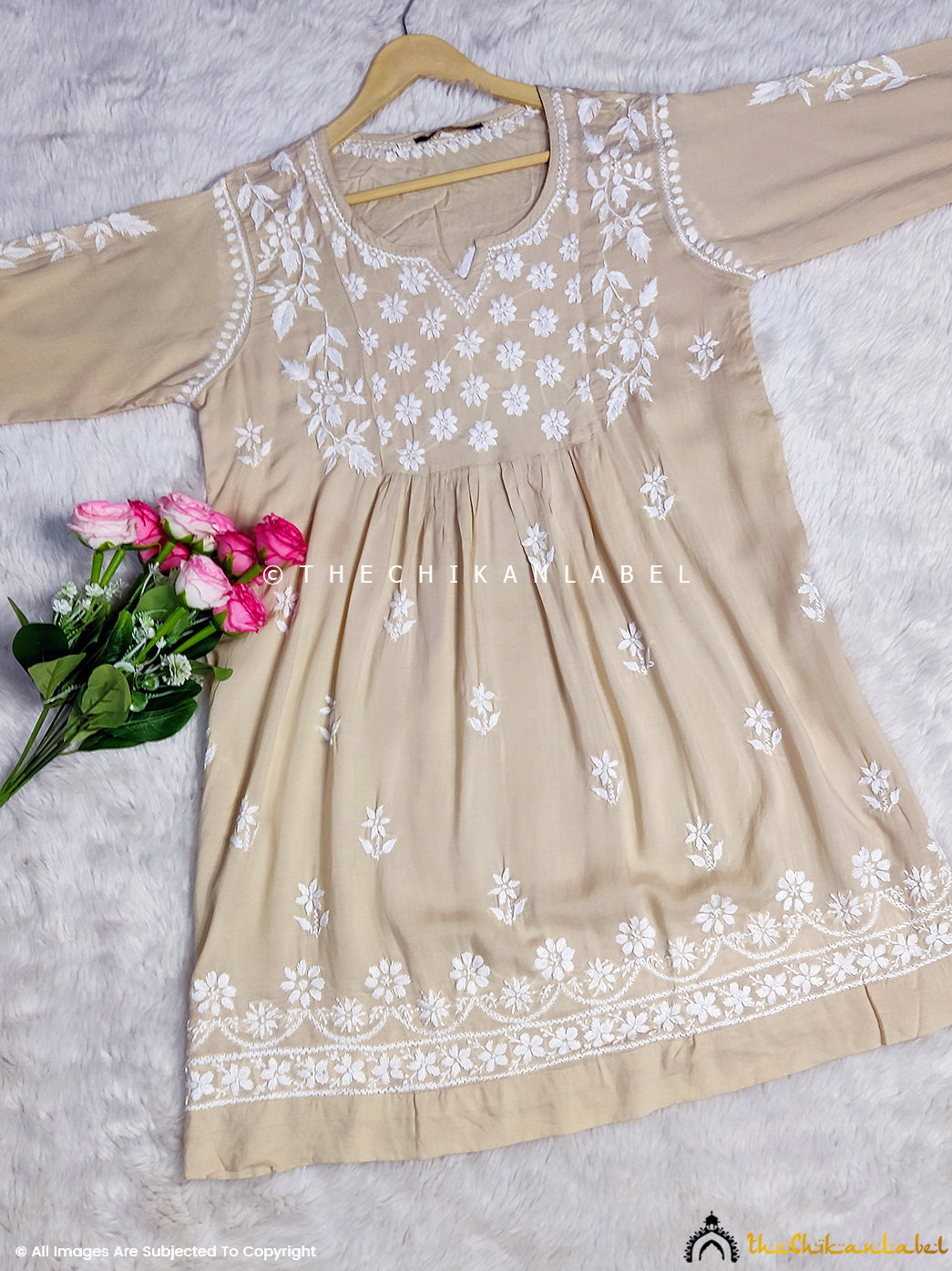 Sky Blue Navya Modal Chikankari Tunic Top