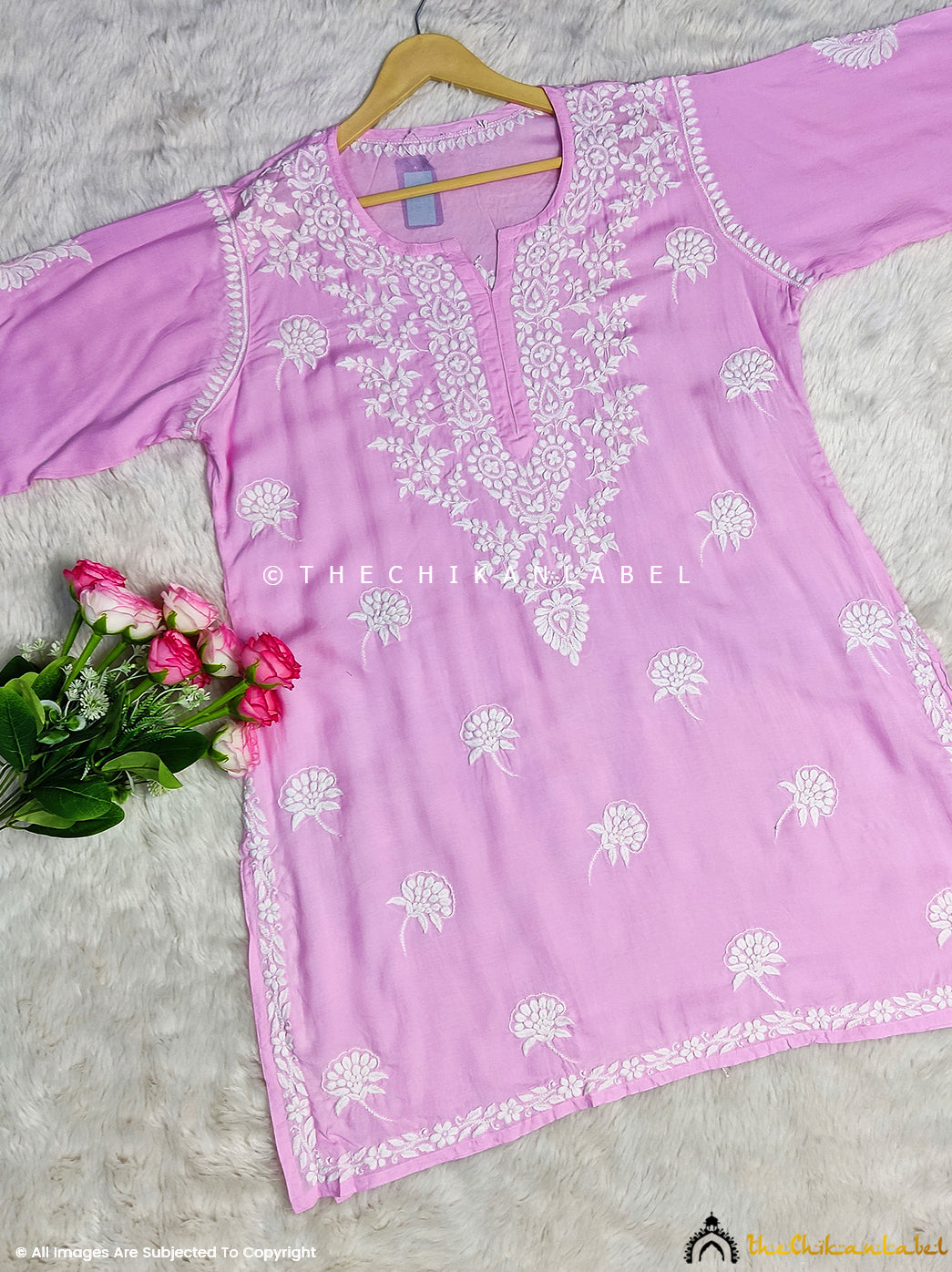 Red Modal Chikankari Short Top