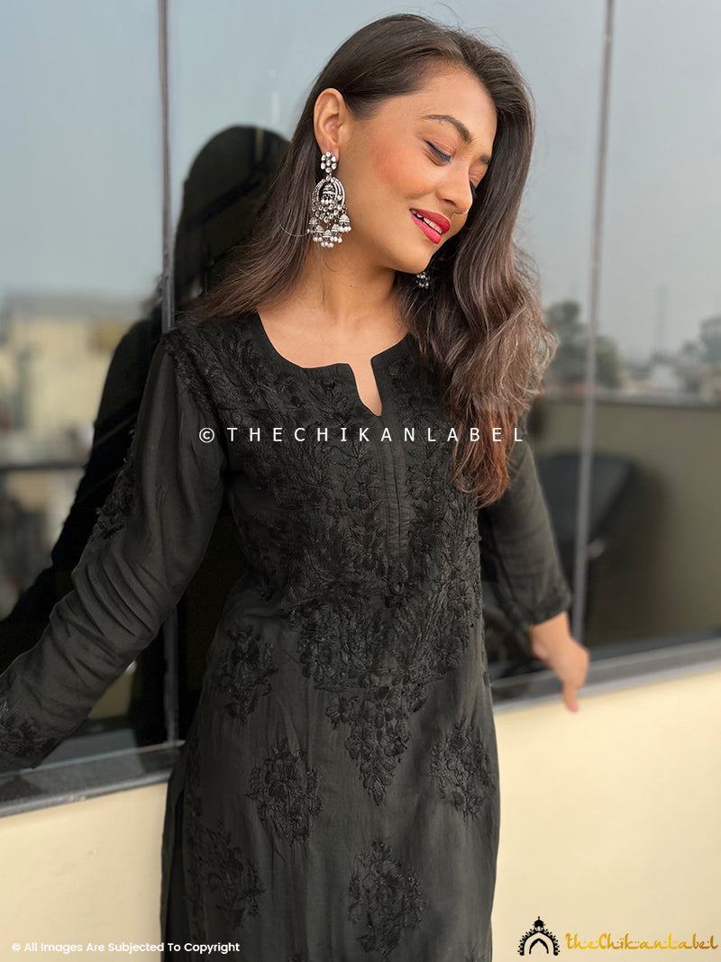 Roza Modal Chikankari Straight Kurta Set , Chikankari Straight Kurta Set in Modal fabric for Woman