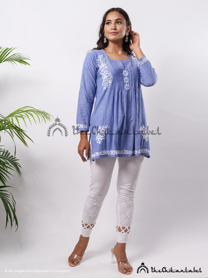 Ekaya Cambric Cotton Pentex Chikankari Tunic Top ,Chikankari Tunic Top in Cambric Cotton Fabric for Woman