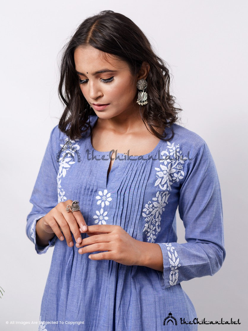 Ekaya Cambric Cotton Pentex Chikankari Tunic Top ,Chikankari Tunic Top in Cambric Cotton Fabric for Woman