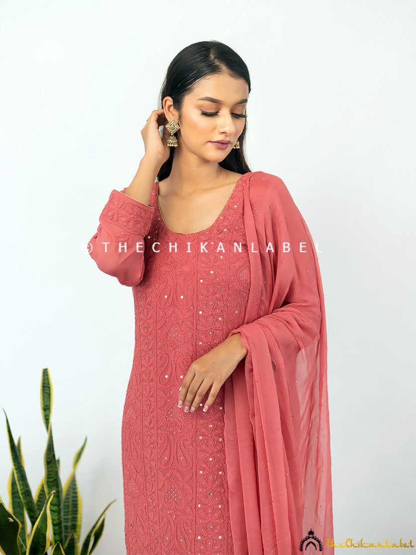 Mohini Viscose Chikankari Straight Kurta Set with Dupatta ,Chikankari Straight Kurta Set with Dupatta in Viscosse Fabric For Woman
