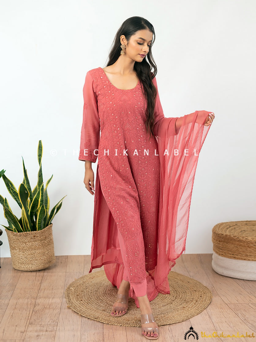 Mohini Viscose Chikankari Straight Kurta Set with Dupatta ,Chikankari Straight Kurta Set with Dupatta in Viscosse Fabric For Woman