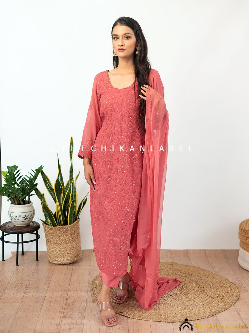 Mohini Viscose Chikankari Straight Kurta Set with Dupatta ,Chikankari Straight Kurta Set with Dupatta in Viscosse Fabric For Woman