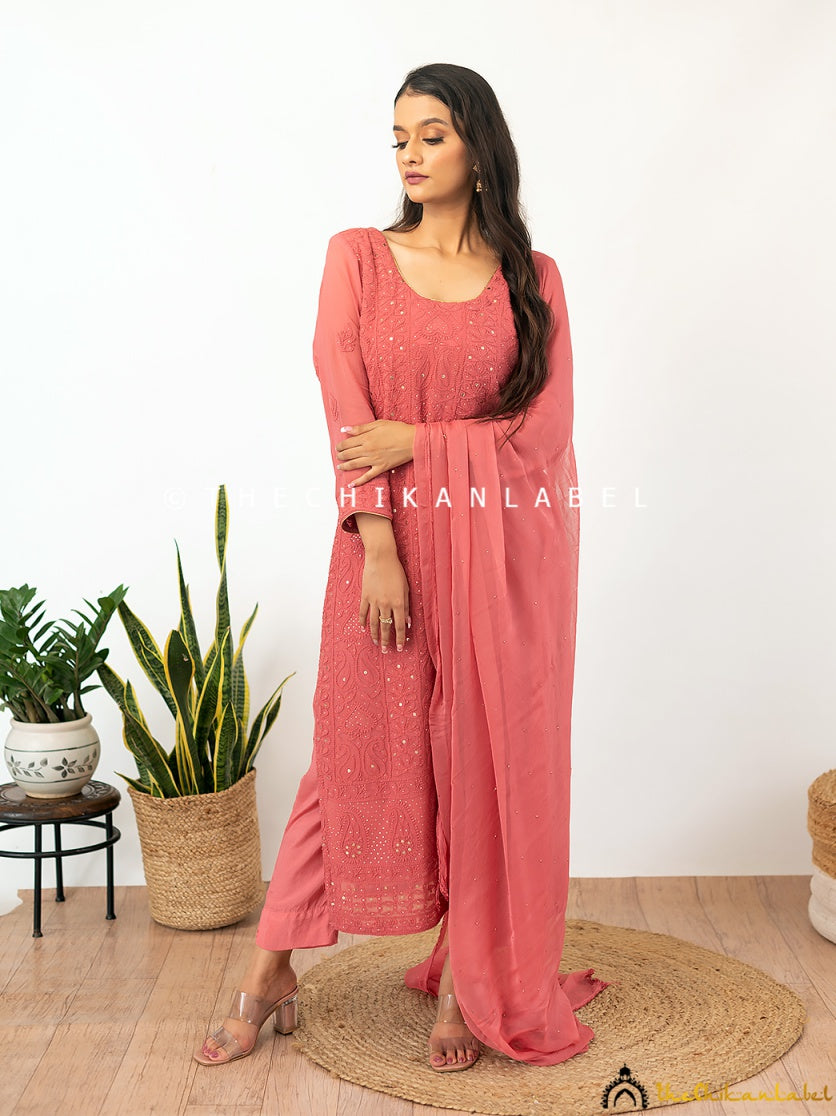 Mohini Viscose Chikankari Straight Kurta Set with Dupatta ,Chikankari Straight Kurta Set with Dupatta in Viscosse Fabric For Woman