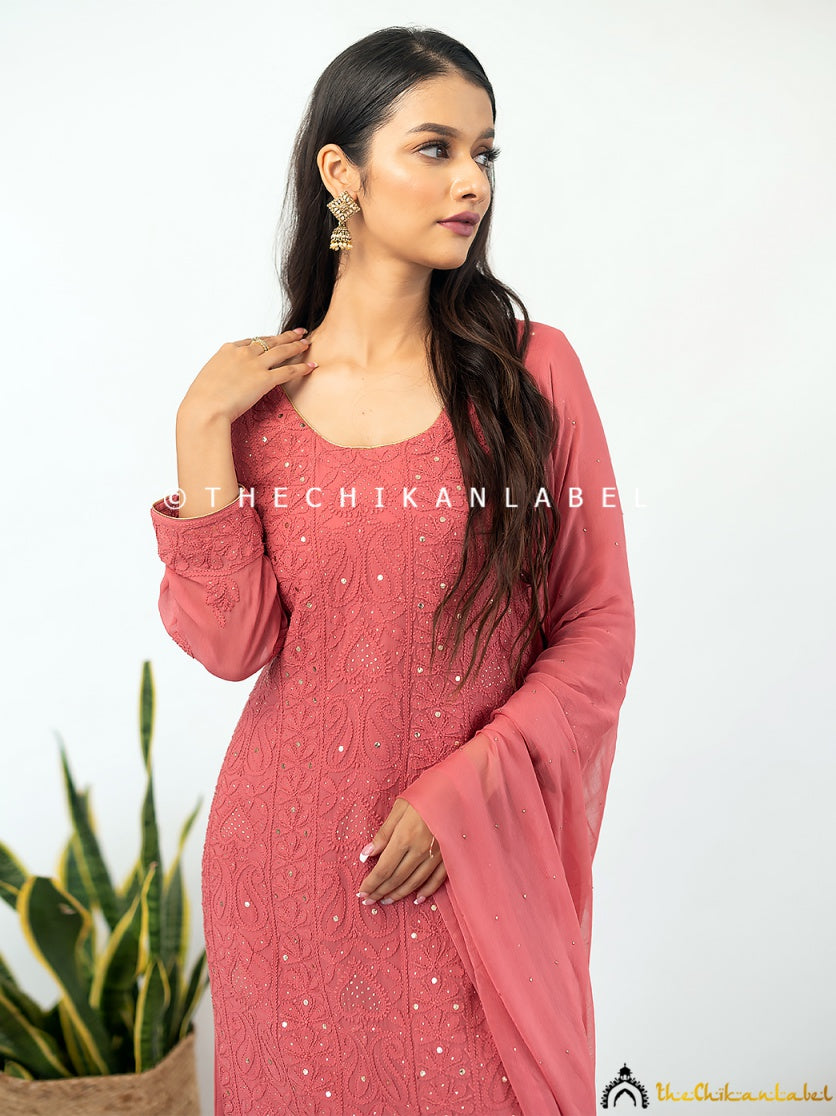 Mohini Viscose Chikankari Straight Kurta Set with Dupatta ,Chikankari Straight Kurta Set with Dupatta in Viscosse Fabric For Woman