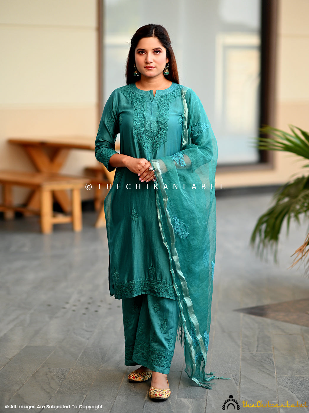 Hiba Chanderi Chikankari Straight Kurta Set with Dupatta ,Chikankari Straight Kurta Set with Dupatta in Chanderi Fabric For Woman