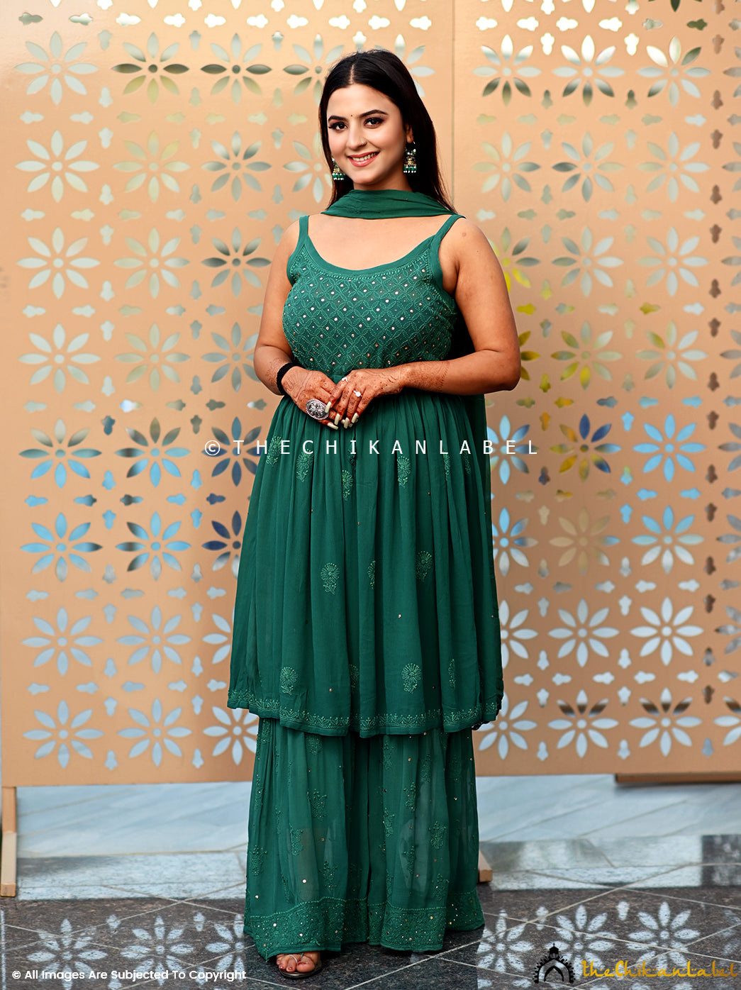 Zoya Viscose Chikankari Strappy Kurta Garara Set ,Chikankari Strappy Kurta Garara Set inn Viscose Fabric For Woman