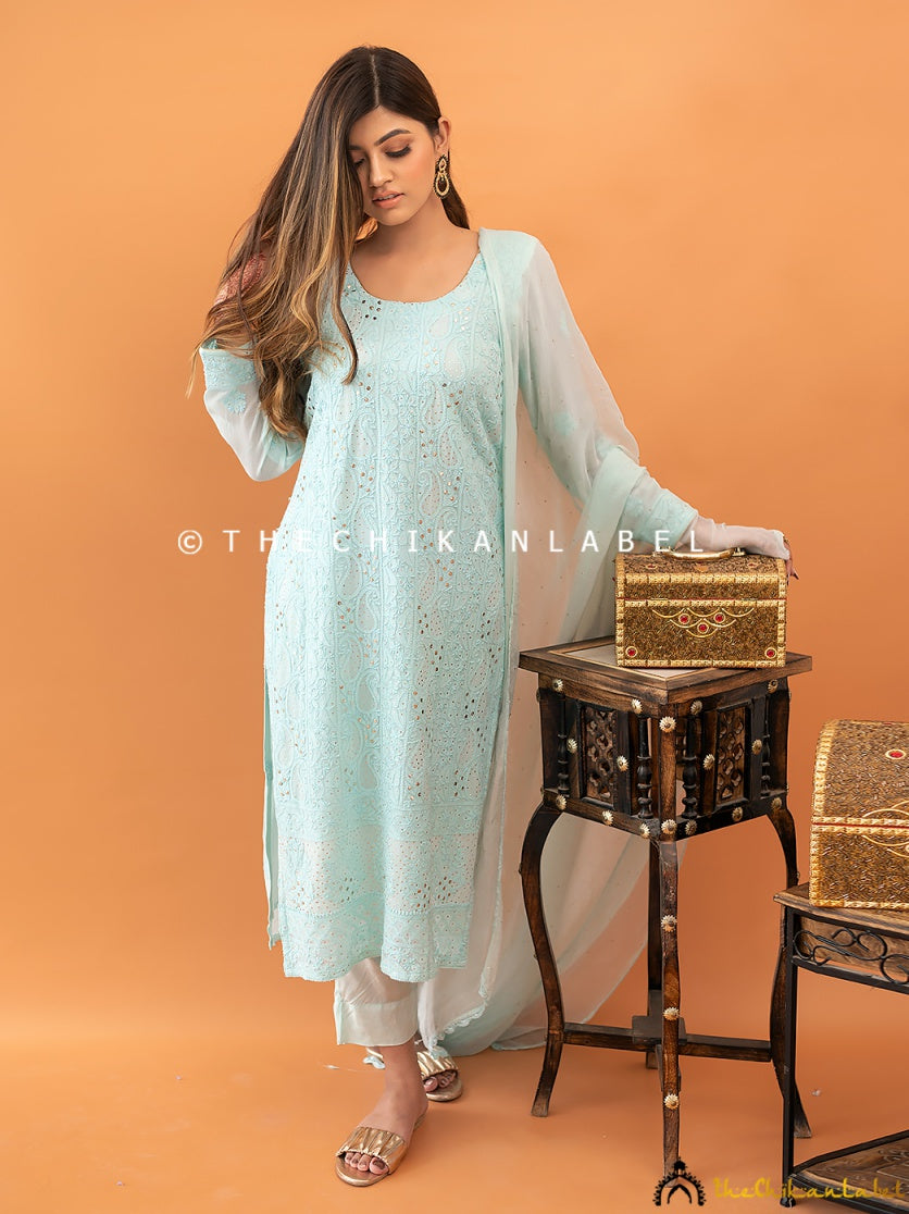 Mohini Viscose Chikankari Straight Kurta Set with Dupatta ,Chikankari Straight Kurta Set with Dupatta in Viscose Fabric For Woman