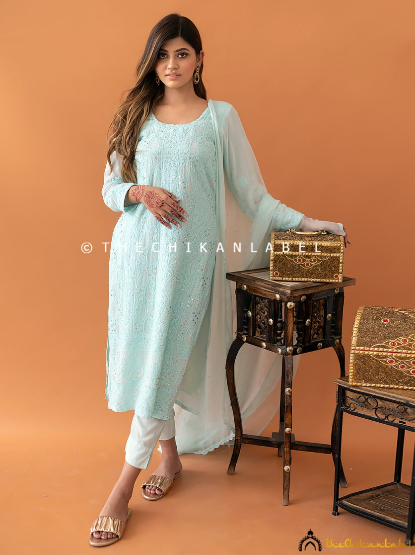 Mohini Viscose Chikankari Straight Kurta Set with Dupatta ,Chikankari Straight Kurta Set with Dupatta in Viscose Fabric For Woman