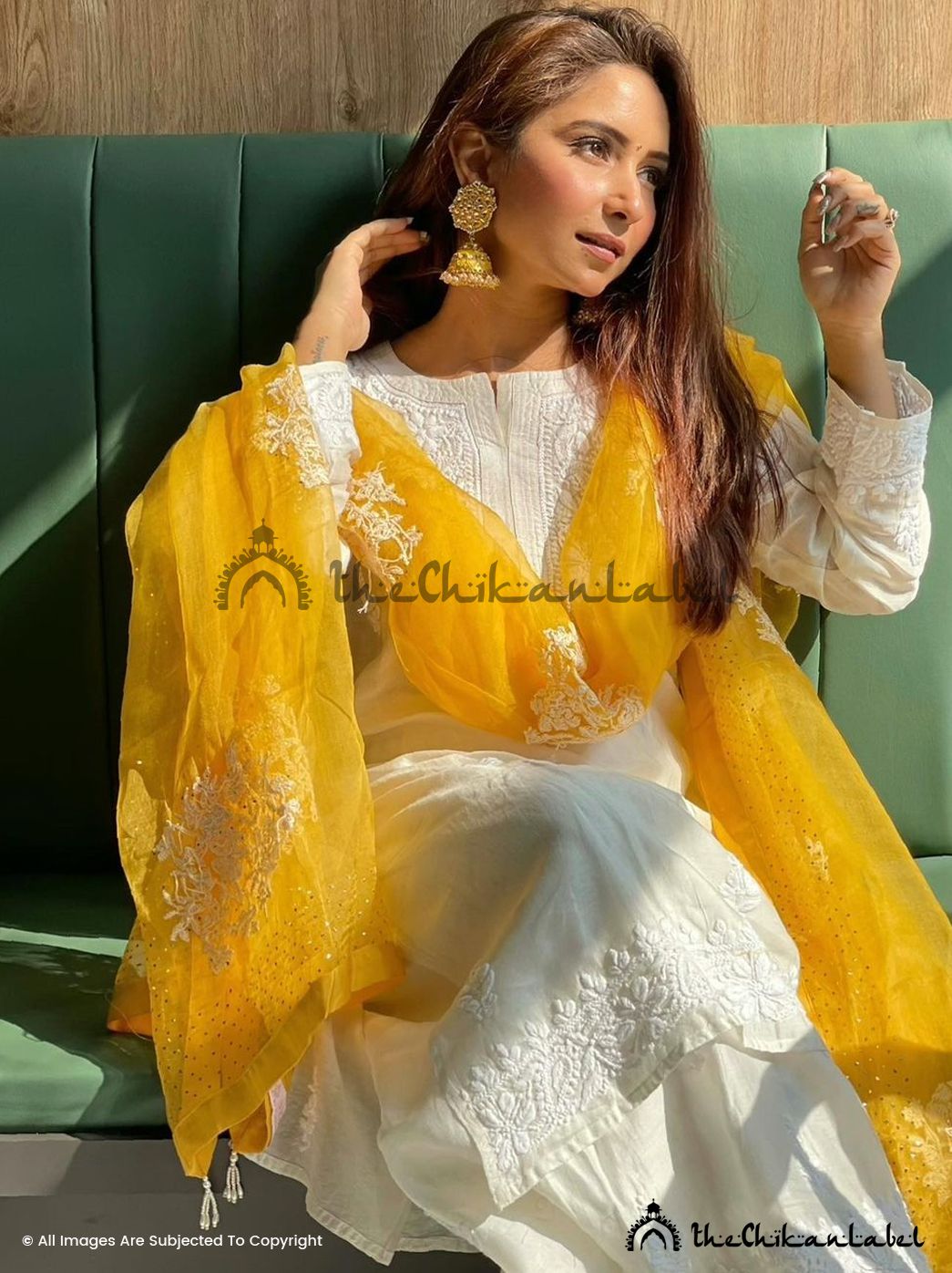 Hiba Chanderi Chikankari Straight Kurta Set with Dupatta ,Chikankari Straight Kurta Set with Dupatta in Chanderi Fabric For Woman