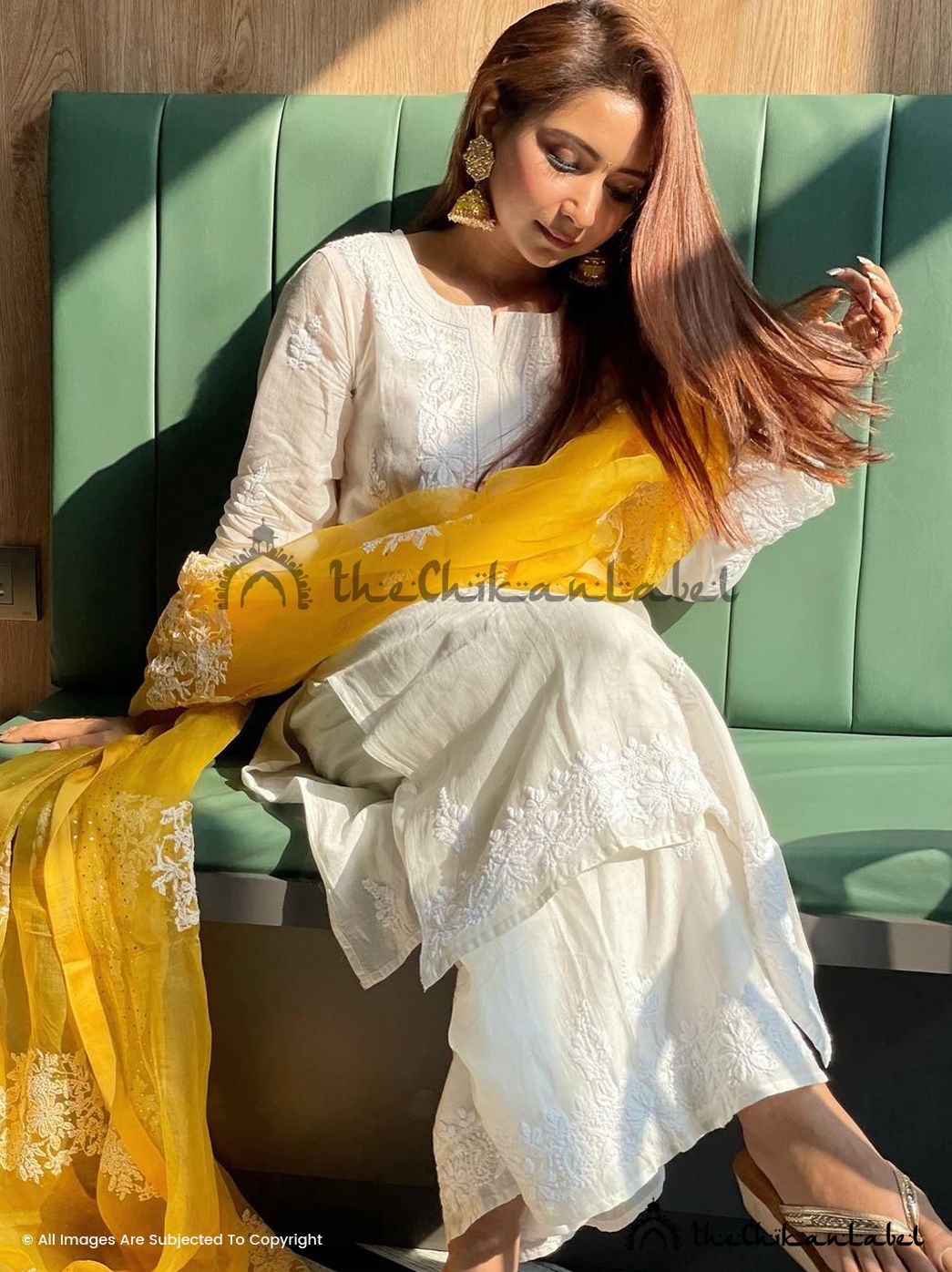 Hiba Chanderi Chikankari Straight Kurta Set with Dupatta ,Chikankari Straight Kurta Set with Dupatta in Chanderi Fabric For Woman